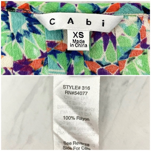 CAbi- Green Kaleidoscope Top Size XS #316 - Picture 6 of 6